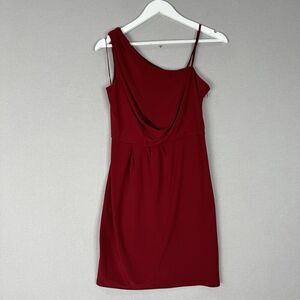 Adrianna Papell Womens Dress 4 Red Drape Front One Shoulder Holiday Cocktail